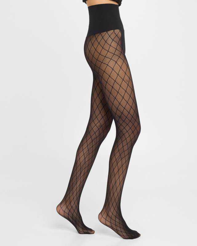 Lattice Net Stretch Microfiber Tights